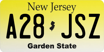 NJ license plate A28JSZ