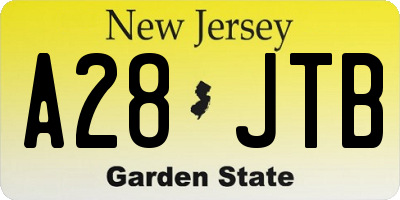 NJ license plate A28JTB