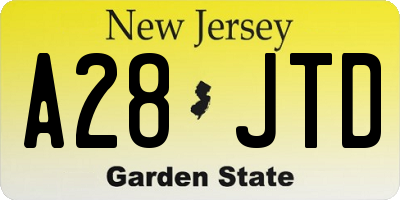 NJ license plate A28JTD