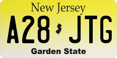 NJ license plate A28JTG