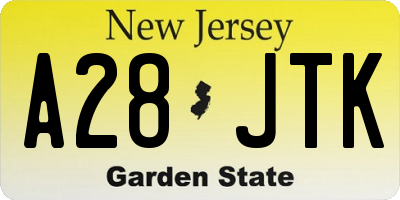 NJ license plate A28JTK