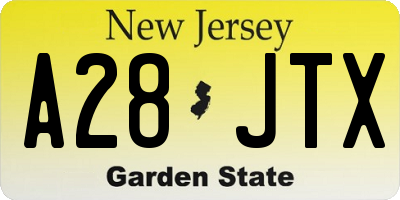 NJ license plate A28JTX