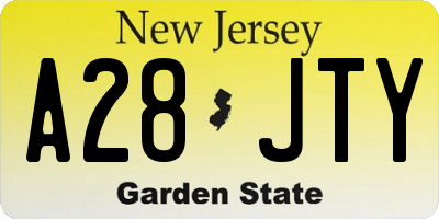 NJ license plate A28JTY