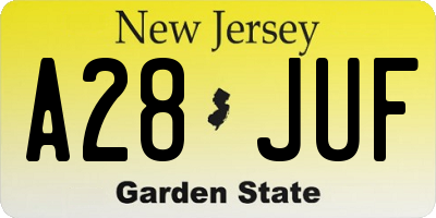 NJ license plate A28JUF
