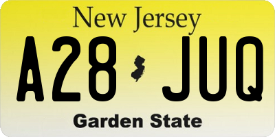 NJ license plate A28JUQ