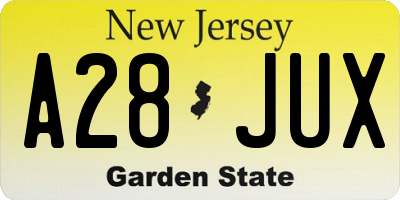 NJ license plate A28JUX