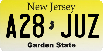 NJ license plate A28JUZ