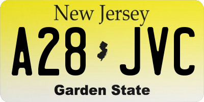 NJ license plate A28JVC