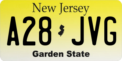 NJ license plate A28JVG