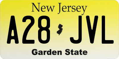 NJ license plate A28JVL