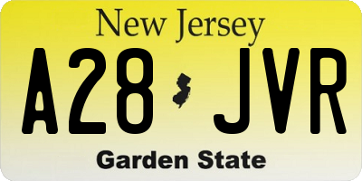 NJ license plate A28JVR