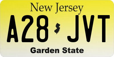 NJ license plate A28JVT
