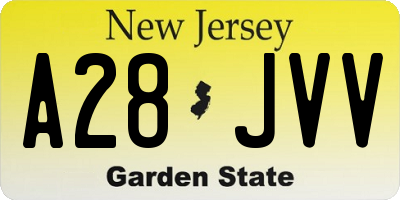 NJ license plate A28JVV