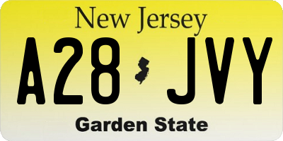 NJ license plate A28JVY