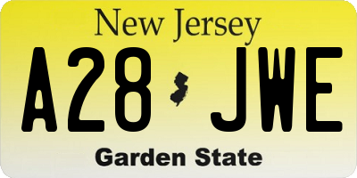NJ license plate A28JWE