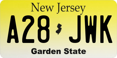 NJ license plate A28JWK