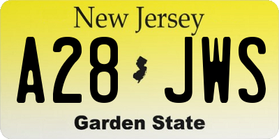 NJ license plate A28JWS