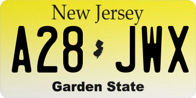NJ license plate A28JWX