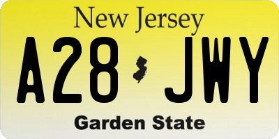NJ license plate A28JWY