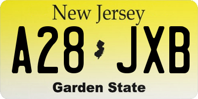 NJ license plate A28JXB