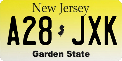 NJ license plate A28JXK