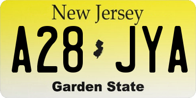NJ license plate A28JYA
