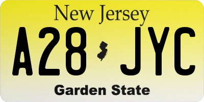 NJ license plate A28JYC