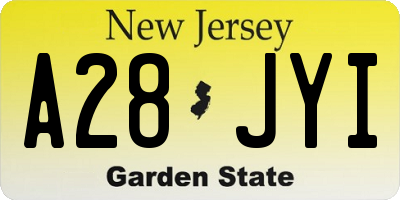 NJ license plate A28JYI