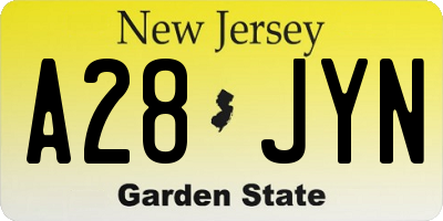 NJ license plate A28JYN