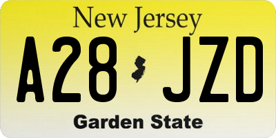 NJ license plate A28JZD