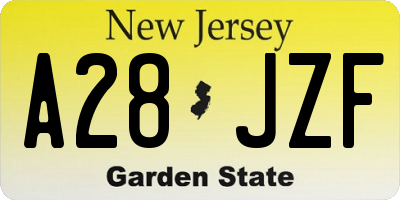 NJ license plate A28JZF