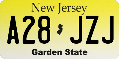 NJ license plate A28JZJ
