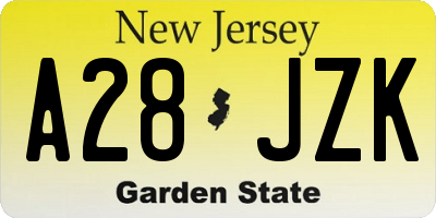NJ license plate A28JZK