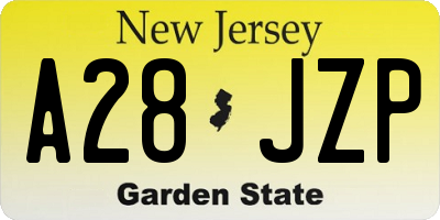 NJ license plate A28JZP