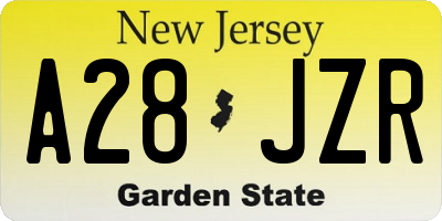 NJ license plate A28JZR