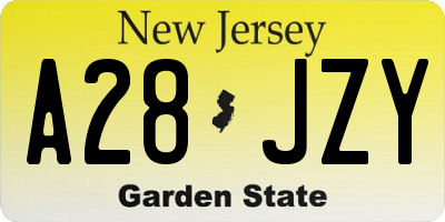 NJ license plate A28JZY