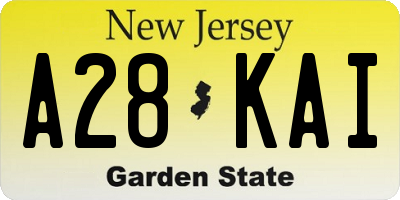 NJ license plate A28KAI