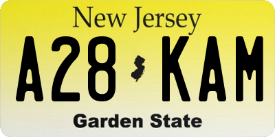 NJ license plate A28KAM