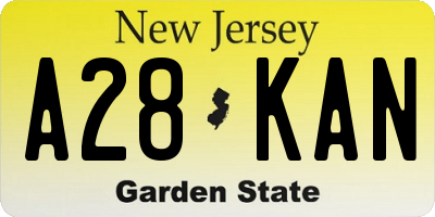 NJ license plate A28KAN