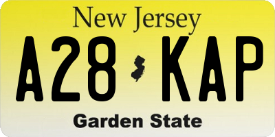 NJ license plate A28KAP