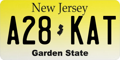 NJ license plate A28KAT