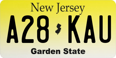 NJ license plate A28KAU