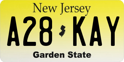 NJ license plate A28KAY