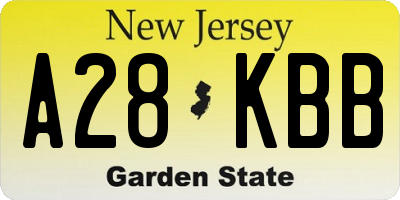 NJ license plate A28KBB