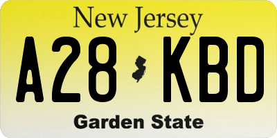 NJ license plate A28KBD