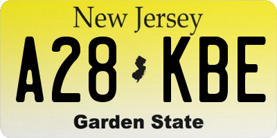 NJ license plate A28KBE