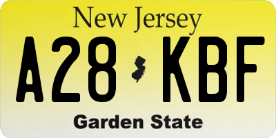 NJ license plate A28KBF