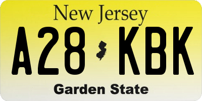 NJ license plate A28KBK