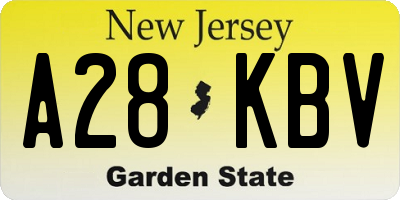 NJ license plate A28KBV