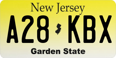 NJ license plate A28KBX
